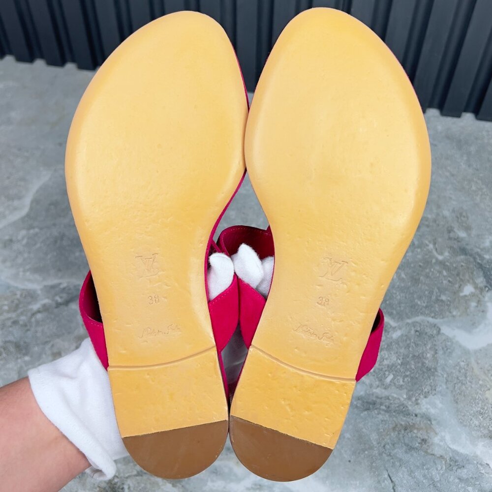 LOUIS VUITTON Bahiana Sandal Flat Pink Suede 5 UK or 8 US or 38 EUR - Picture 9 of 12
